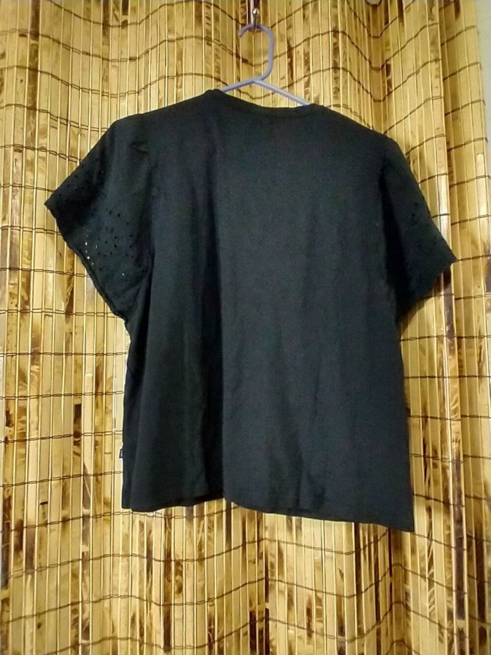 Gap Black Short Sleeve Eyelet Lace Detail Tee Top Size XL